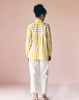 Yellow Stripes Gathered Shirt