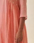 Peach Bandhani Long Jacket Kurta