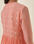 Peach Bandhani Long Jacket Kurta