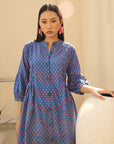 Blue Smocked Kurta