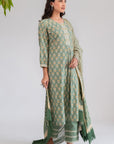 Green Pleated Kurta