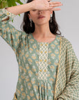 Green Pleated Kurta