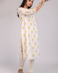 White Yellow Flower kurta