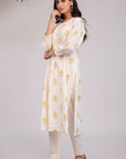 White Yellow Flower kurta