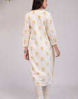 White Yellow Flower kurta