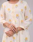 White Yellow Flower kurta