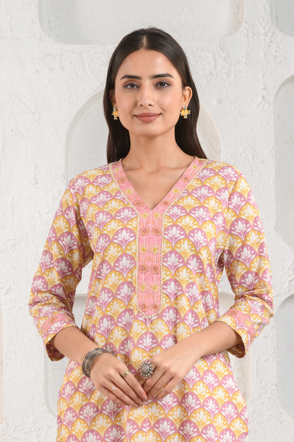 Peach Scallop Lotus Kurta