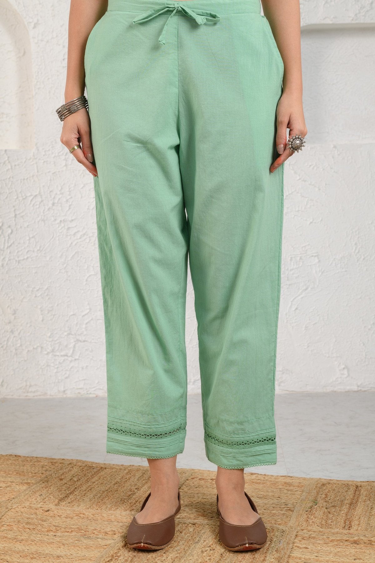 Green Field Embroidered Suit Set