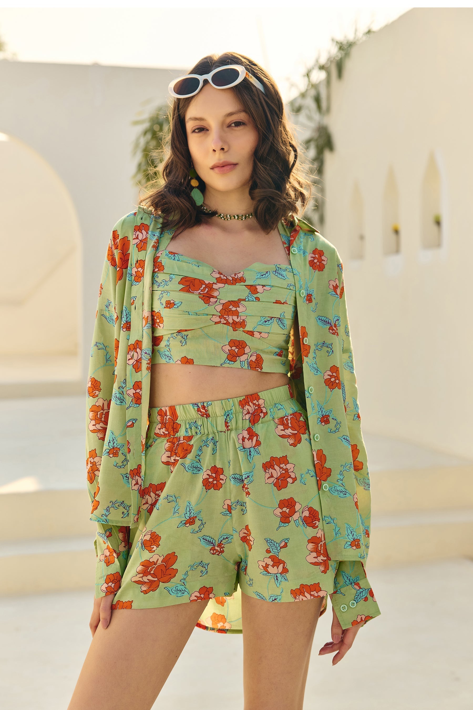 Green Floral Shorts Co-ord Set