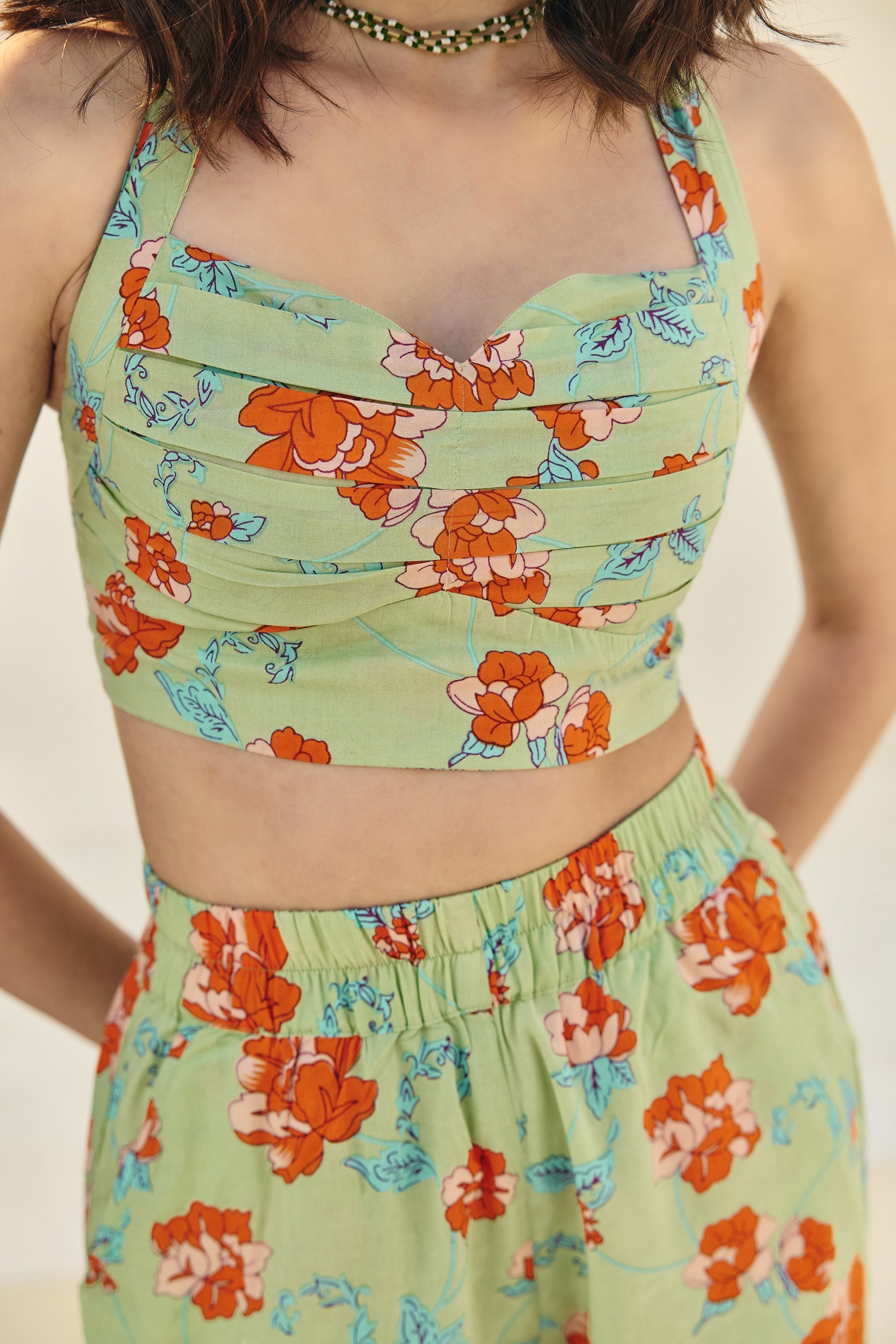Green Floral Shorts Co-ord Set