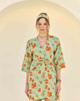 Green Floral Knot Short Dress
