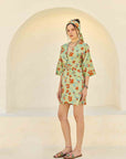 Green Floral Knot Short Dress