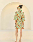 Green Floral Knot Short Dress