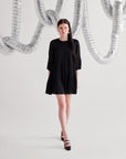 Black Gathered Short Dress