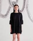 Black Gathered Short Dress