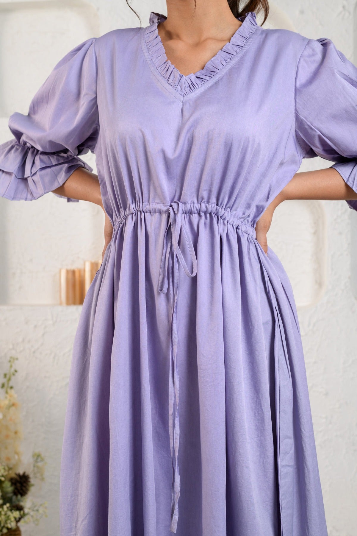 Purple Tie Frill Dress