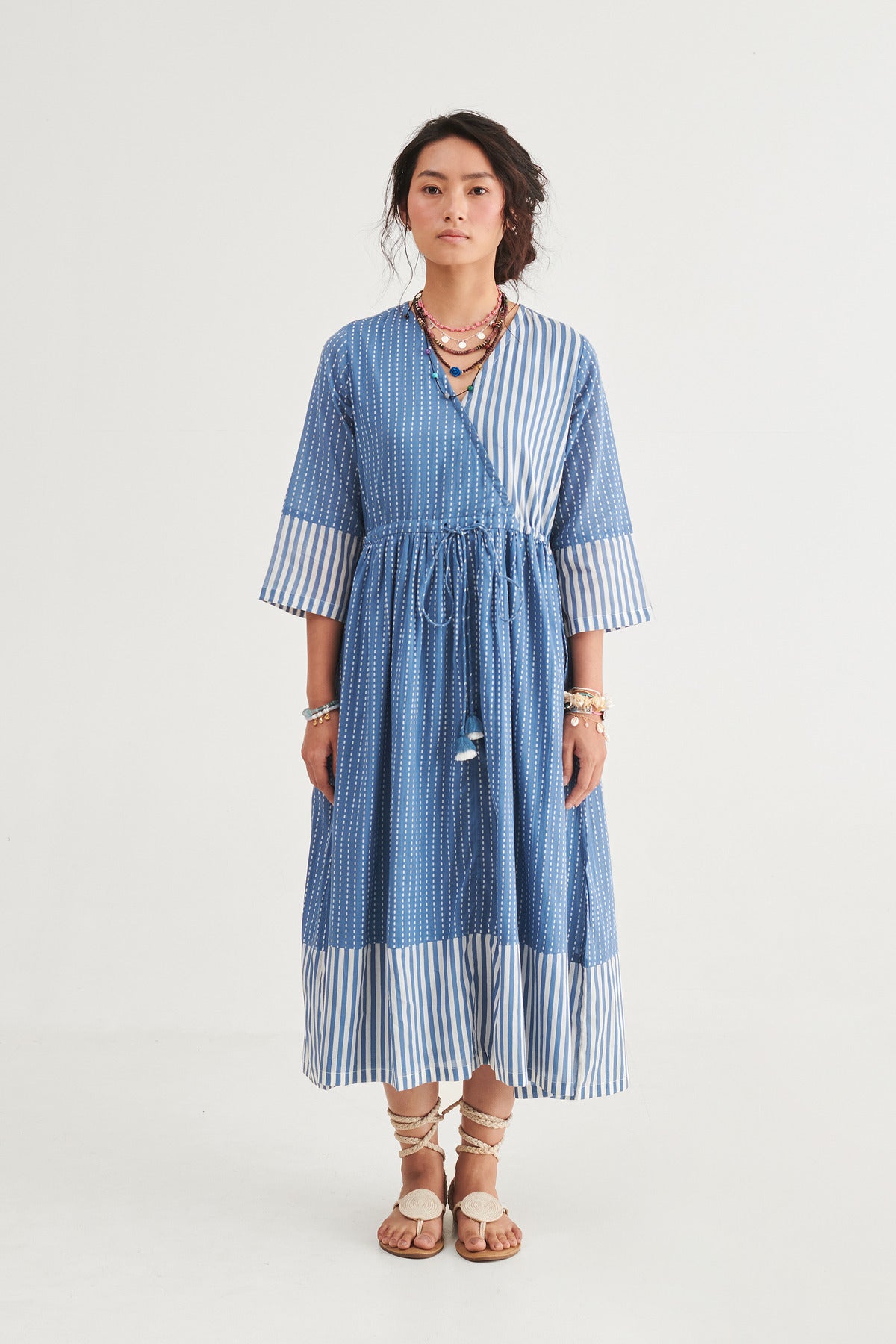 Indigo Stripes Tie Dress