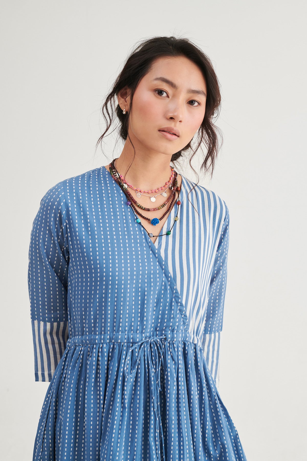 Indigo Stripes Tie Dress