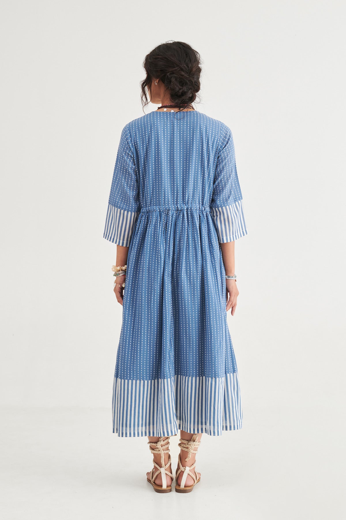 Indigo Stripes Tie Dress