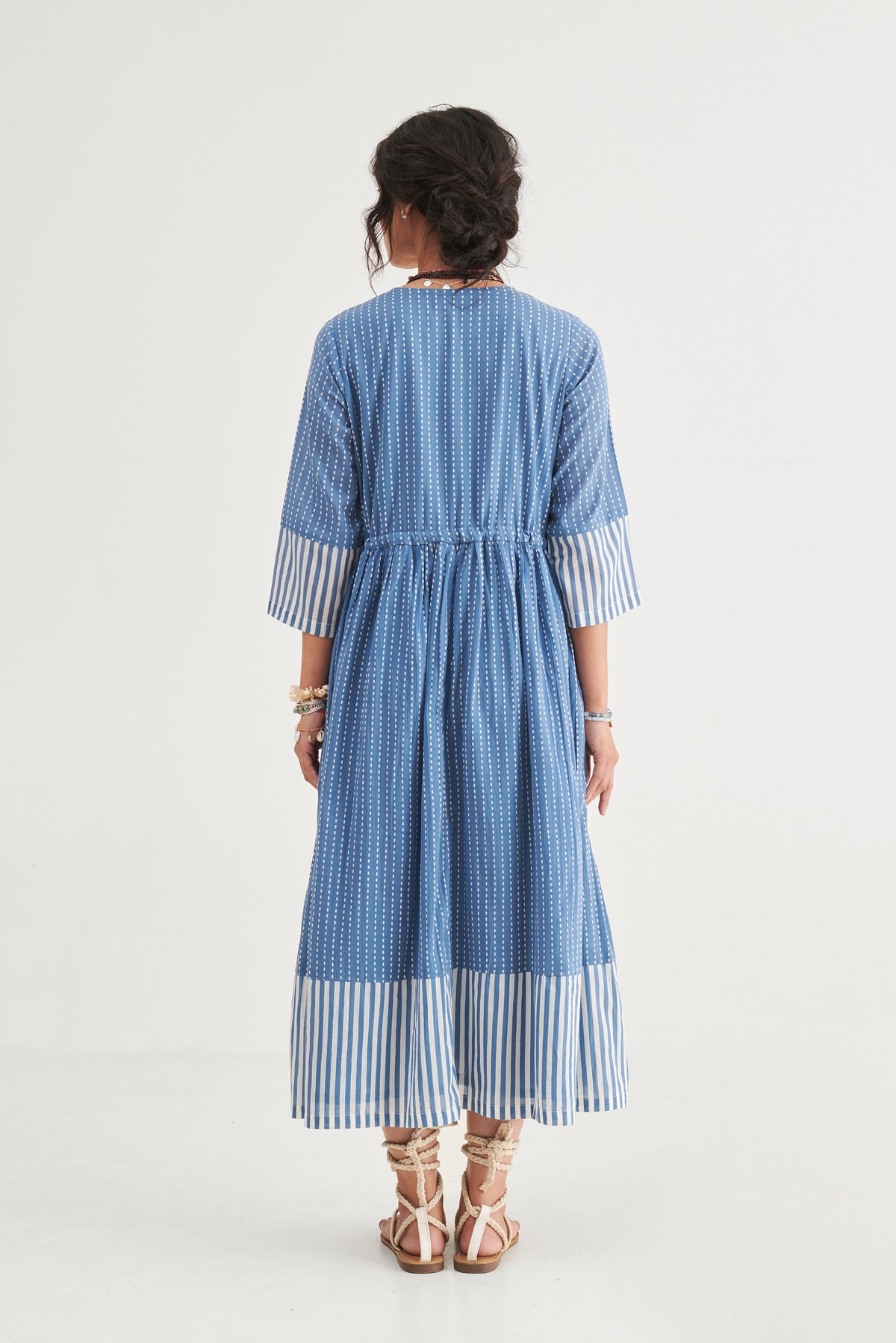 Indigo Stripes Tie Dress