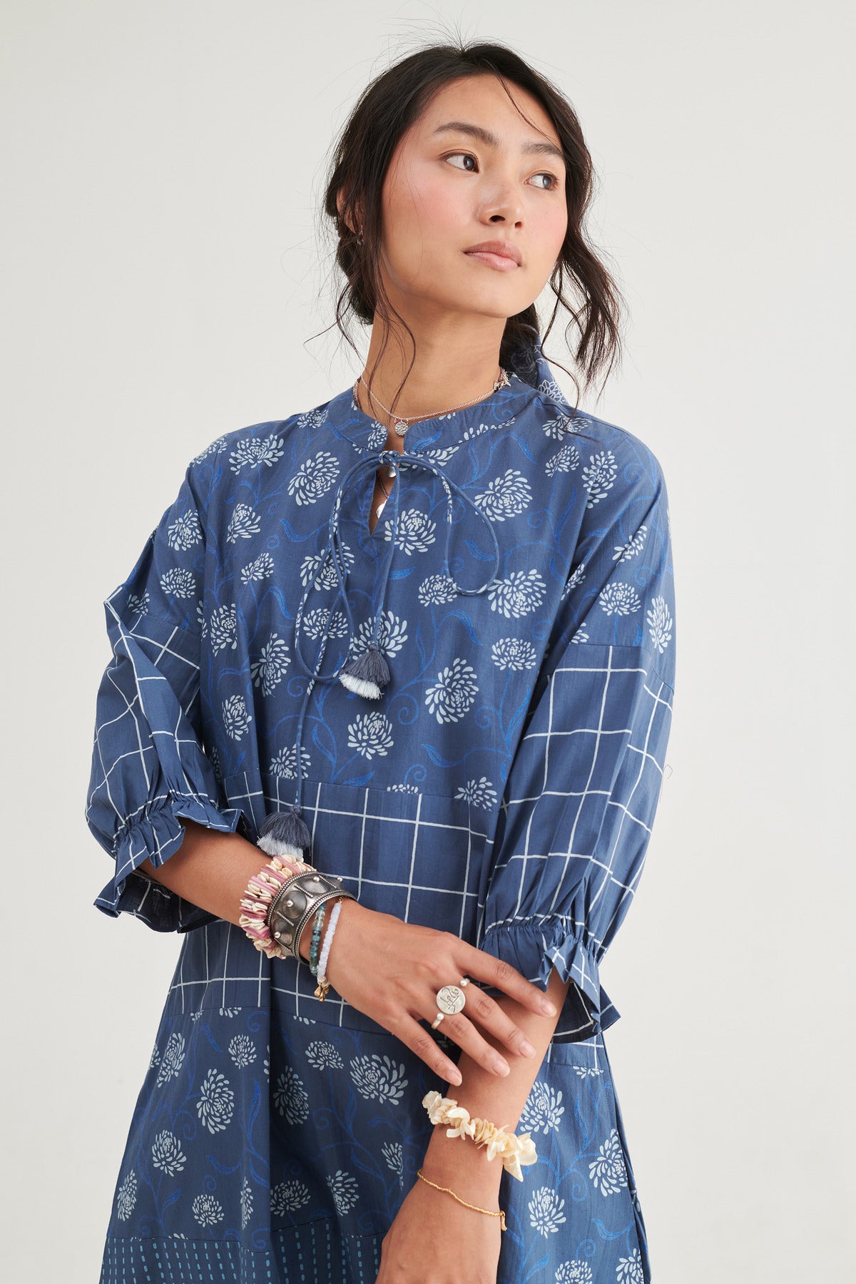 Indigo Tiered Floral Dress