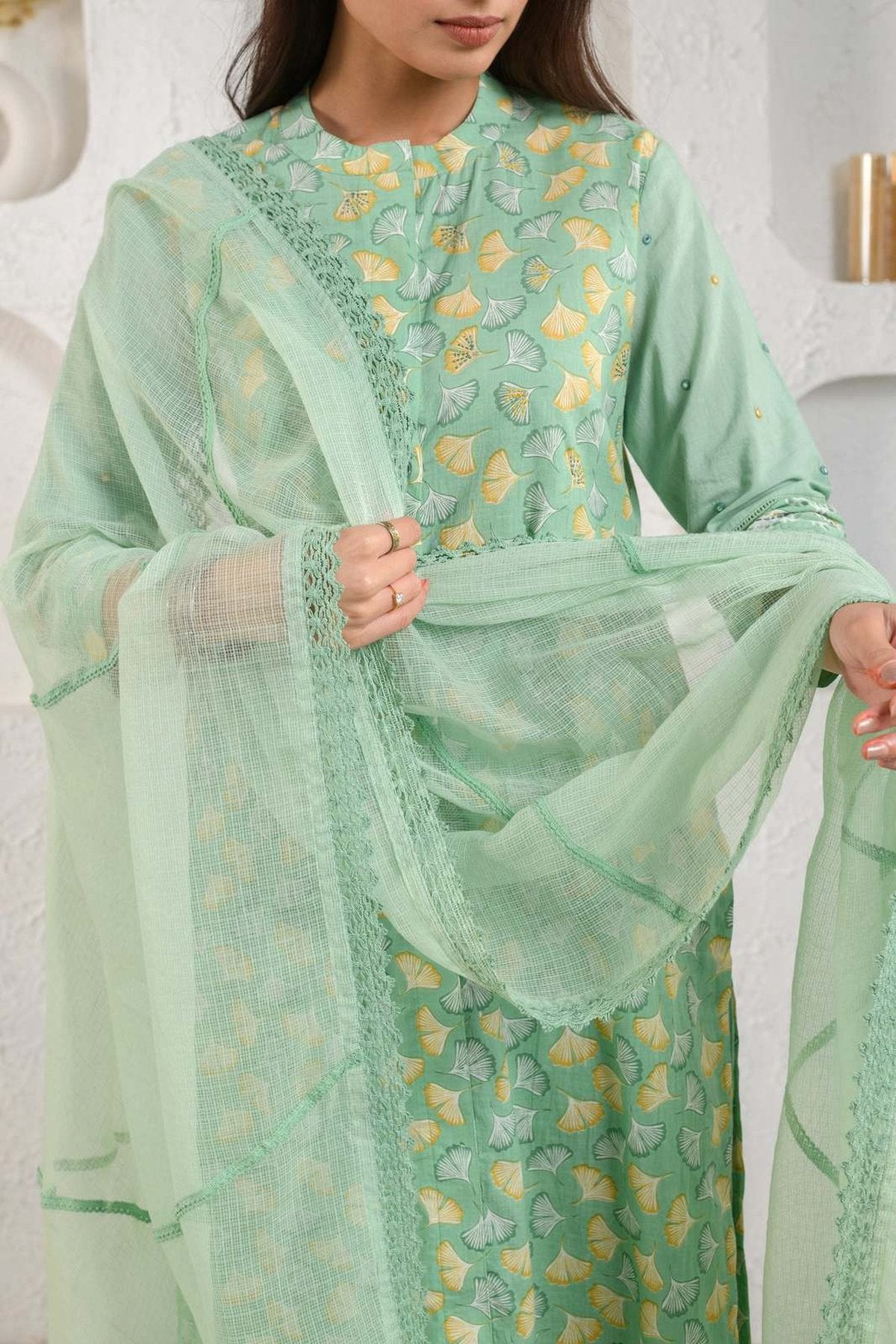 Green Lace Kota Dupatta