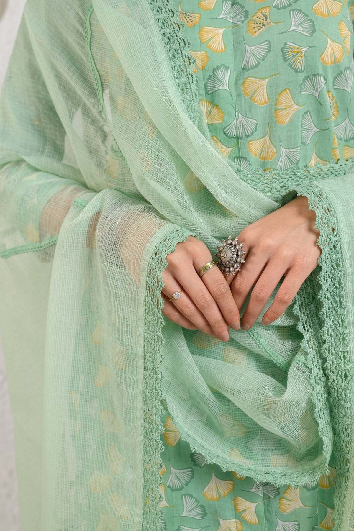 Green Lace Kota Dupatta