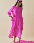 Pink Bandhani Straight Dress