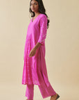 Pink Bandhani Straight Suit Set