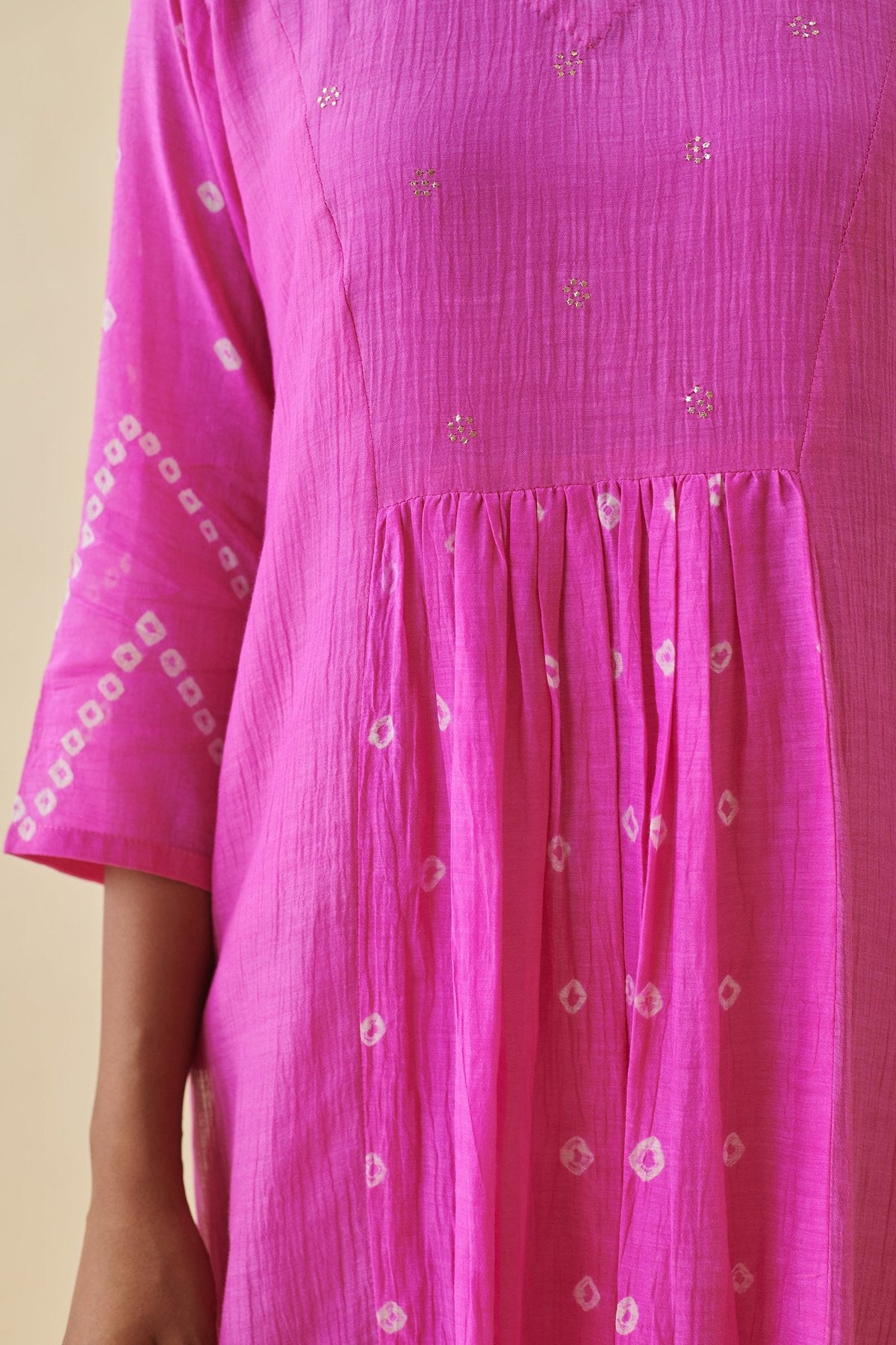 Pink Bandhani Straight Suit Set