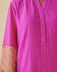 Pink Bandhani Color Block Kurta