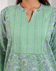 Green Field Embroidered Kurta