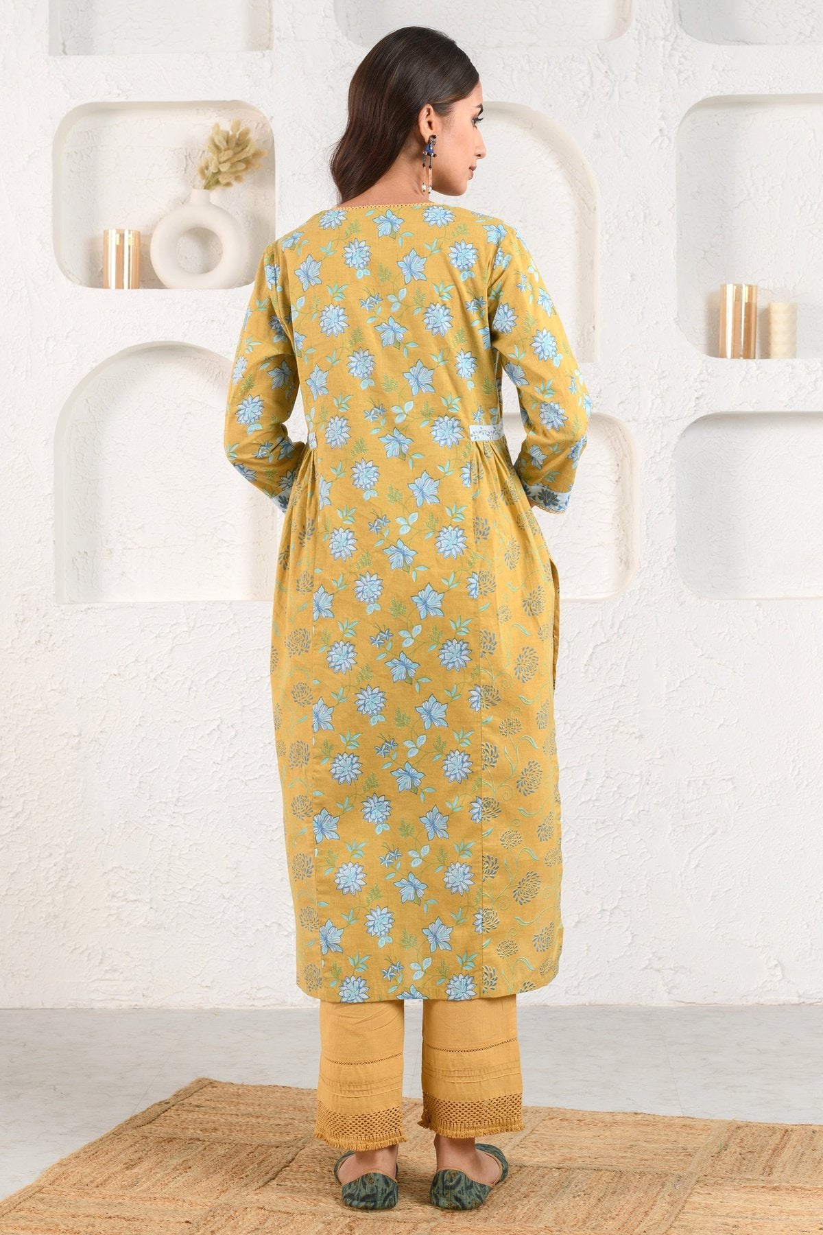 Mustard Gathered Kurta