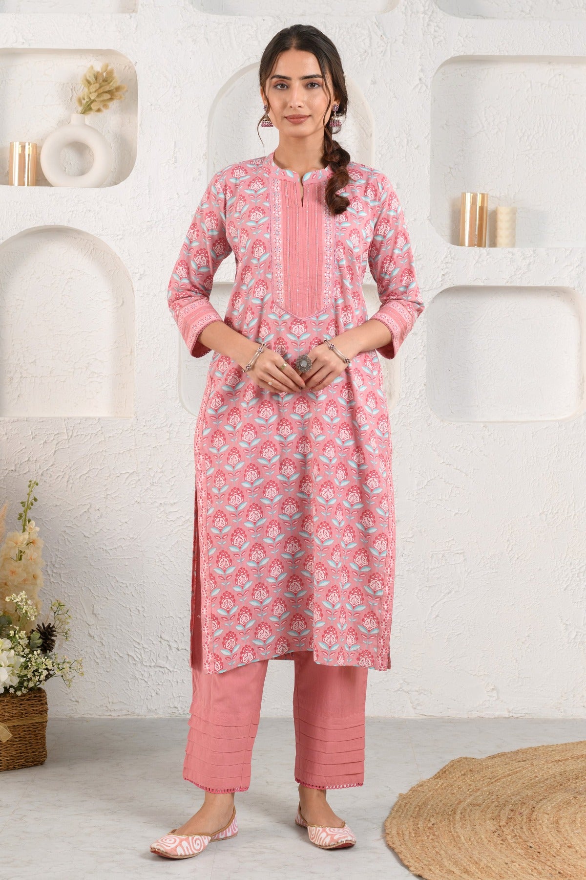 Pink Blue Sequins Kurta