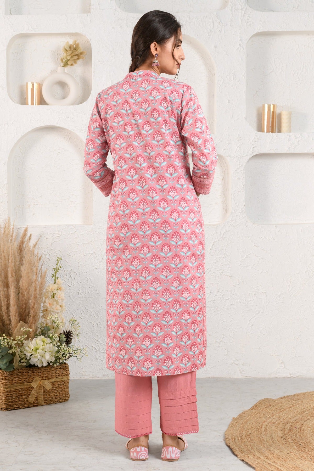 Pink Blue Sequins Kurta