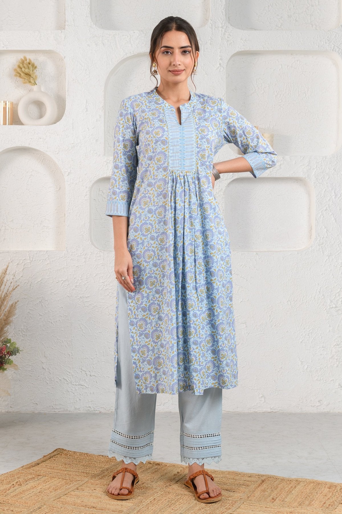 Blue Gathered Kurta