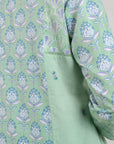 Green Embroidered Pleated Kurta