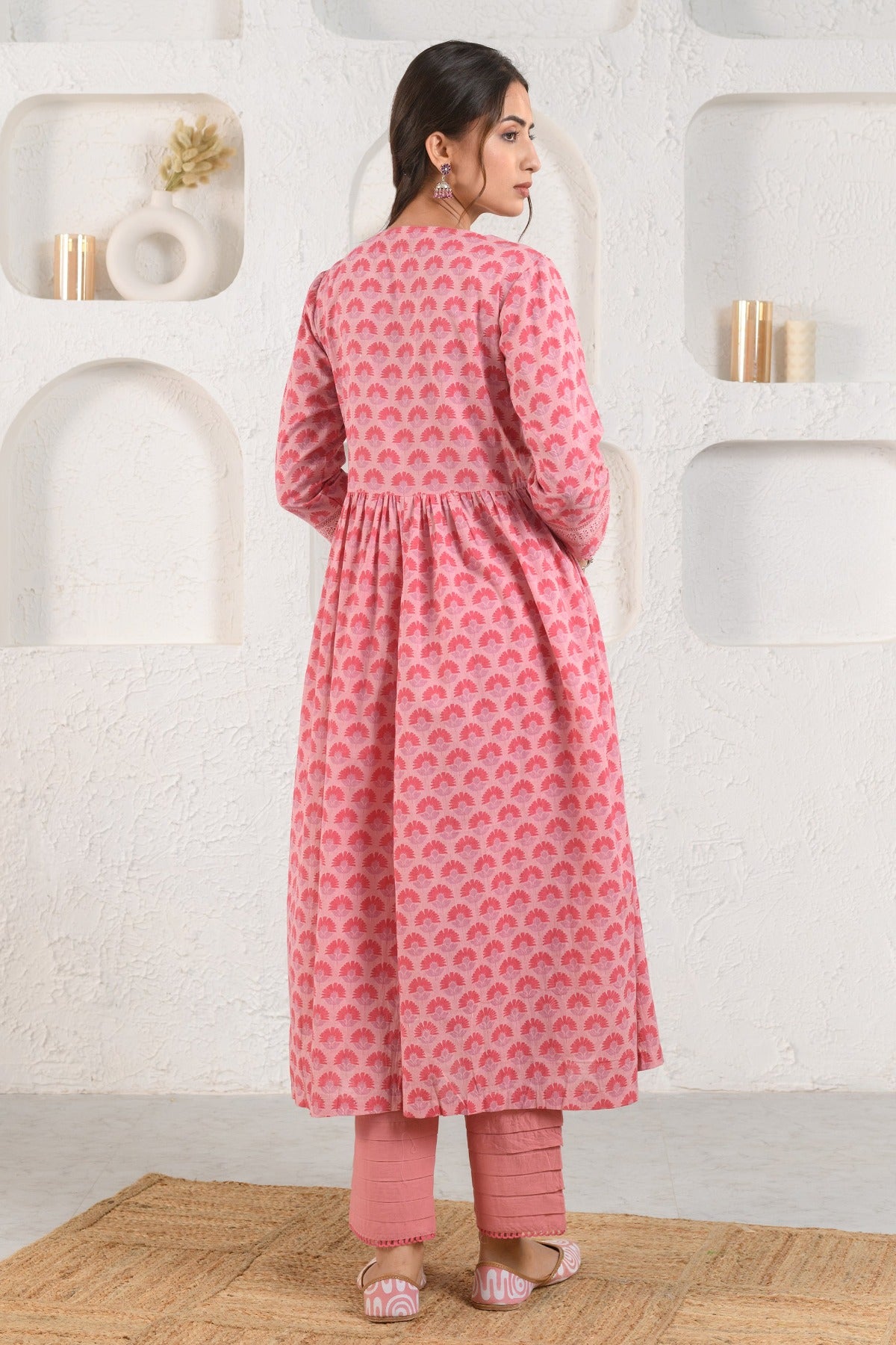 Pink Gathered Kurta