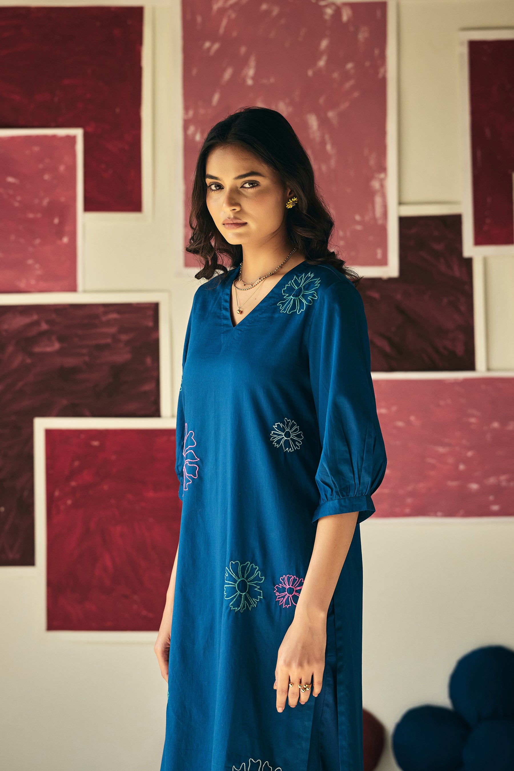 Blue Daisy Kurta Set