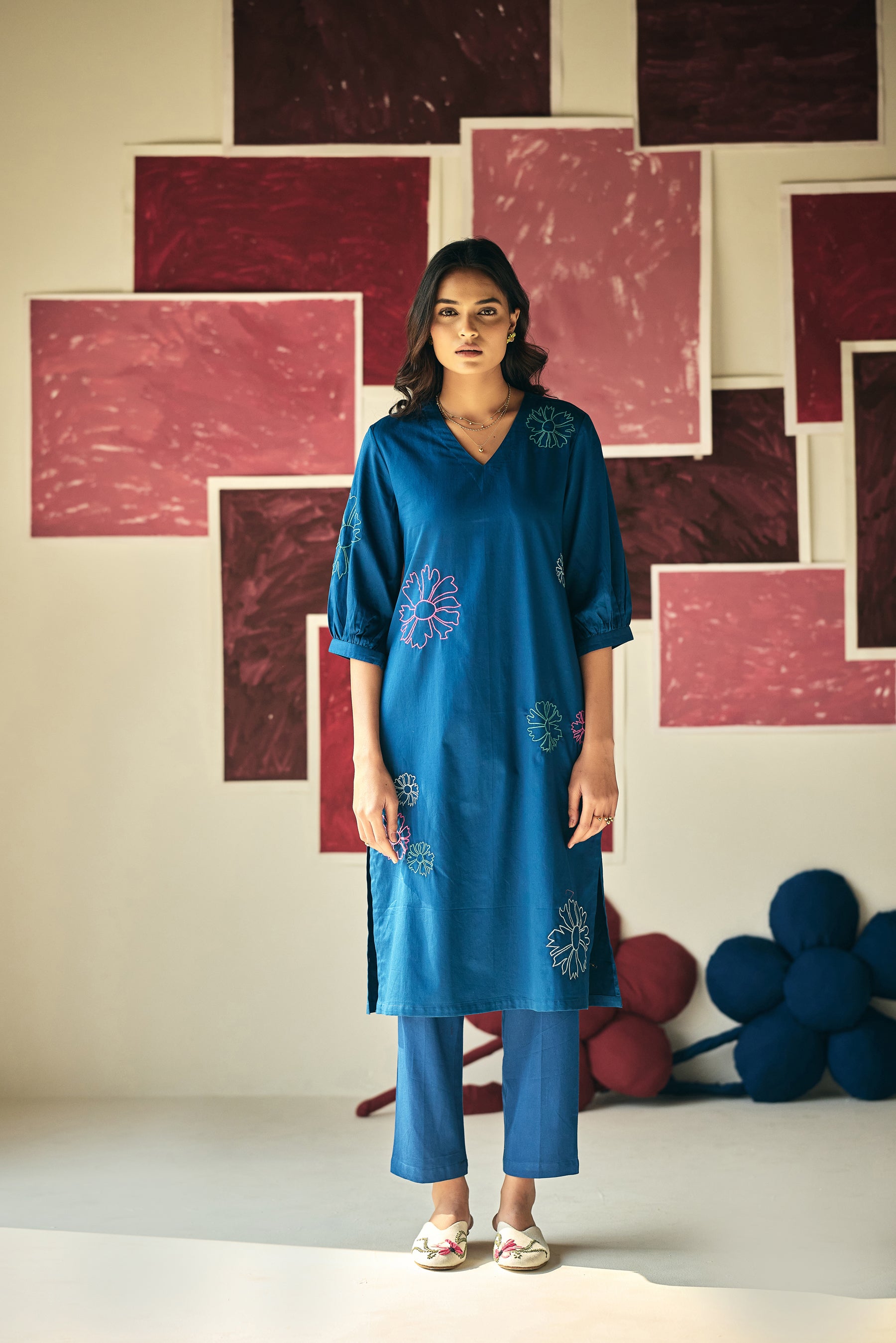 Blue Daisy Kurta Set