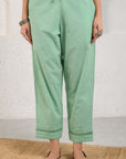 Green Pleated Lace Pants