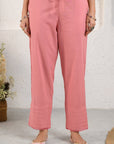 Dusty Pink Pleated Lace Pants
