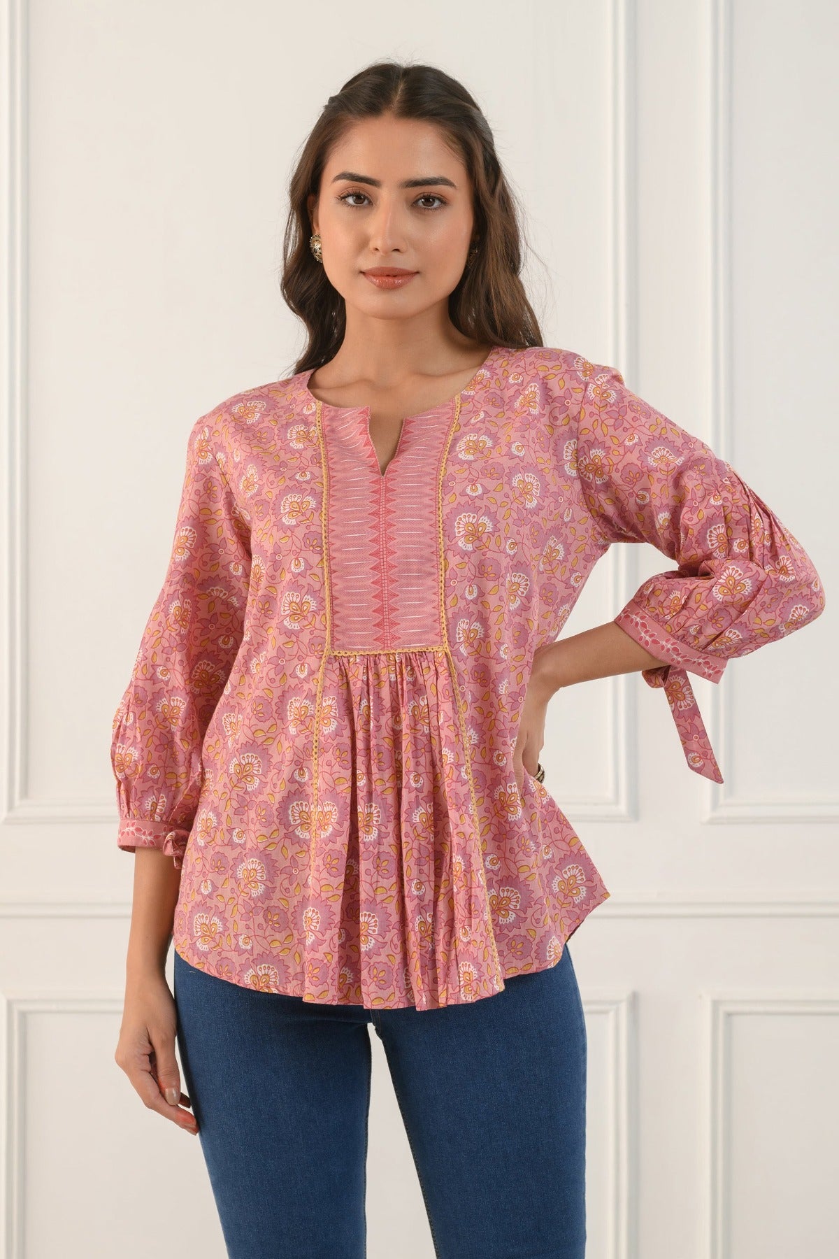 Pink Gathered Shirt