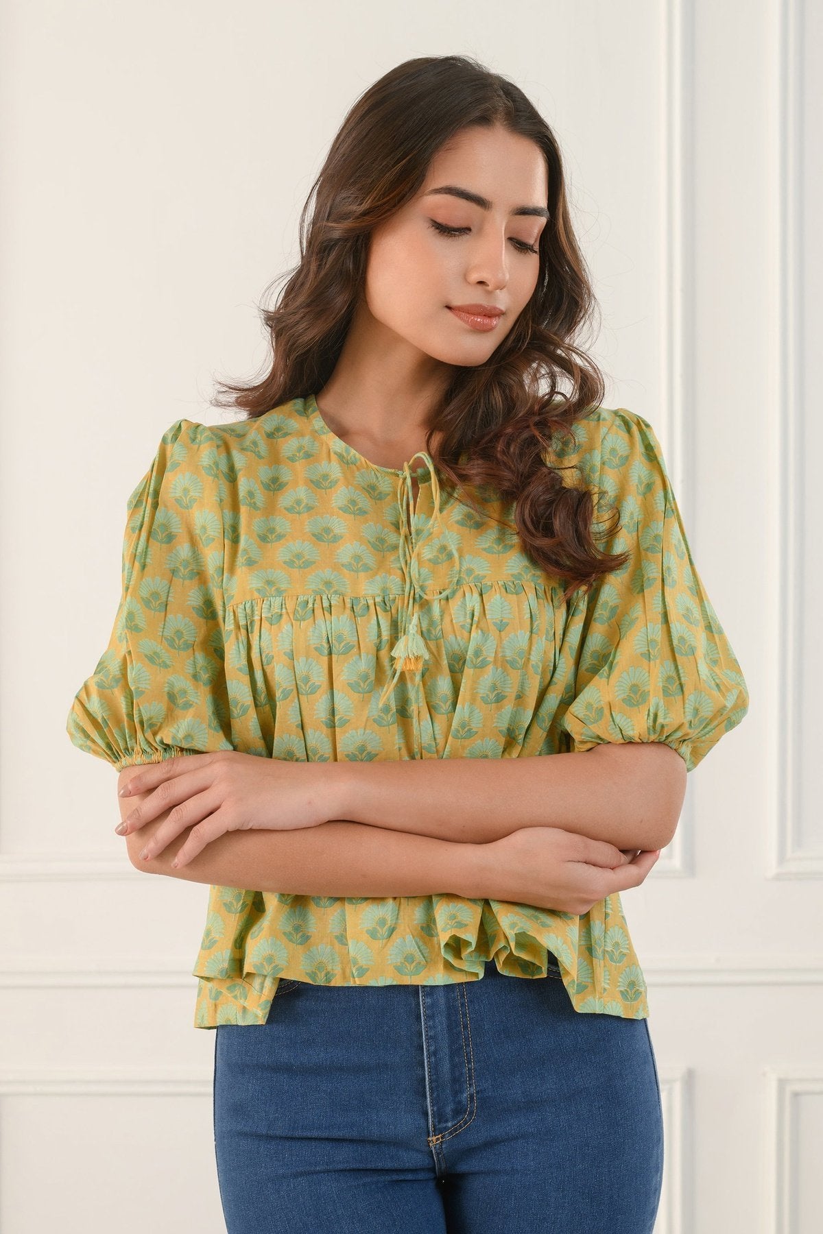 Mustard Gathered Shirt