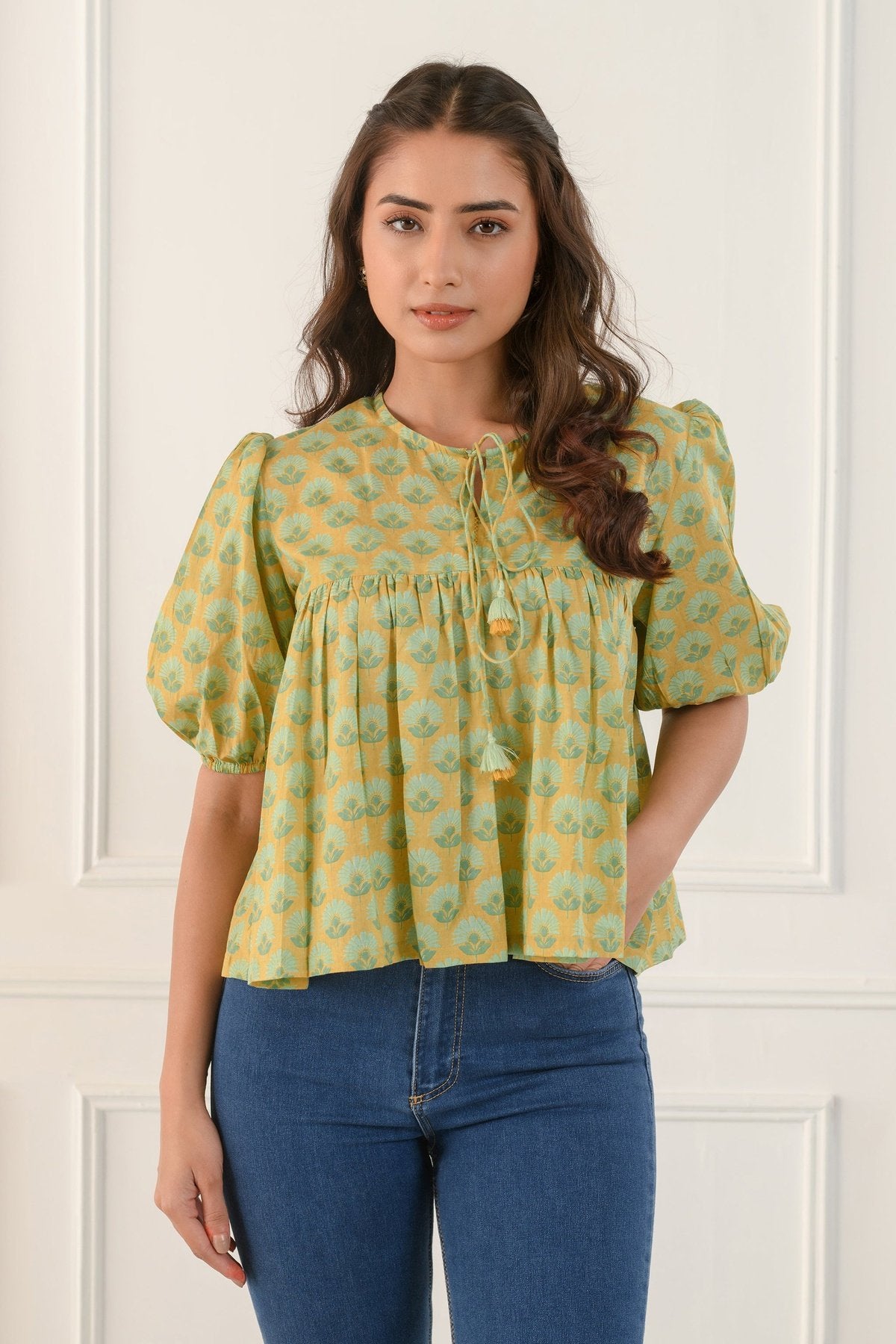 Mustard Gathered Shirt