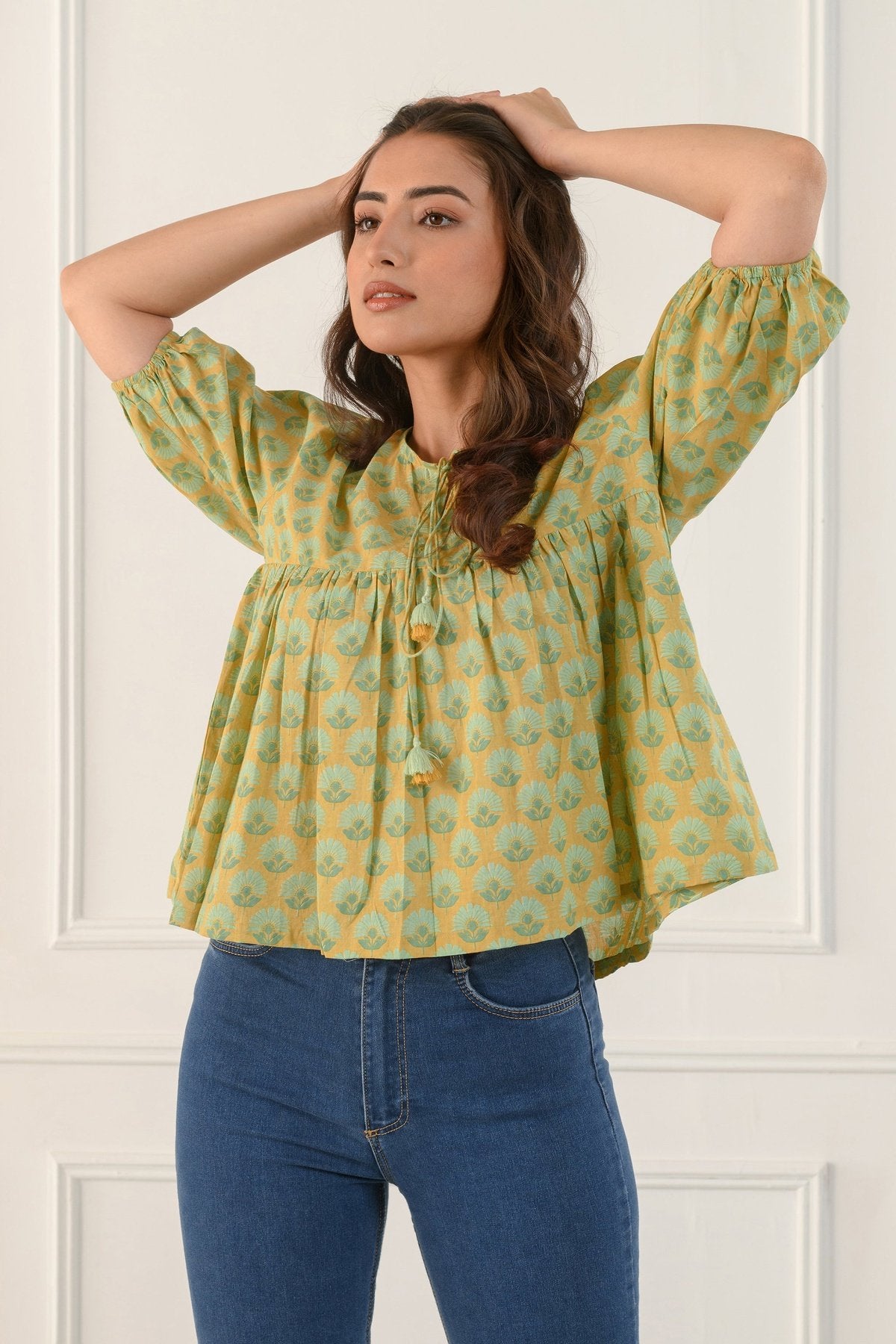 Mustard Gathered Shirt