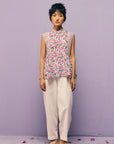 White Sleeveless Panel Shirt