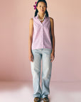 Purple Sleeveless Poplin Shirt