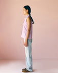 Purple Sleeveless Poplin Shirt
