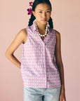 Purple Sleeveless Poplin Shirt